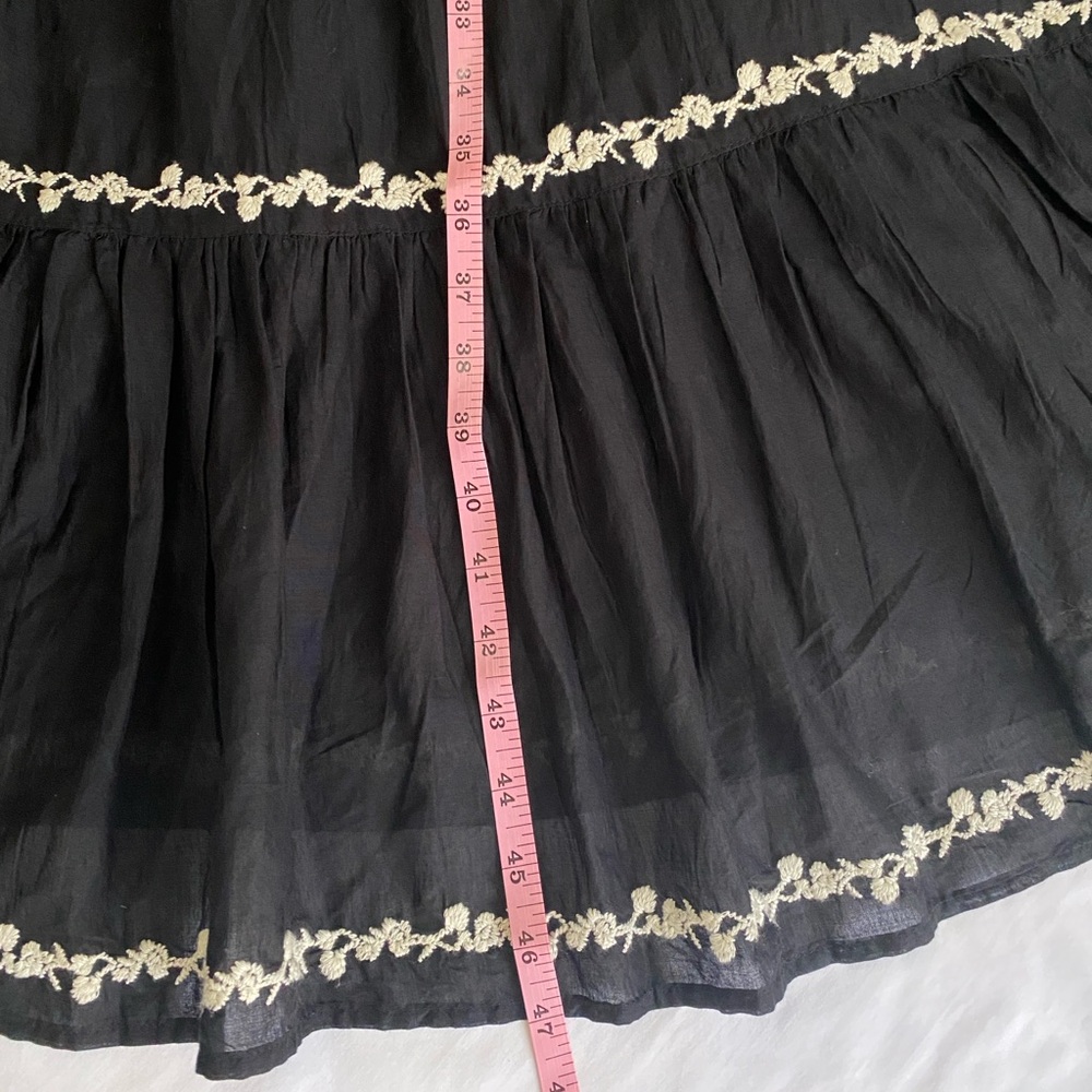 LUCKY BRAND Black White Floral Embroidered Tiered Sleeveless Boho Midi Dress S - Picture 10 of 10